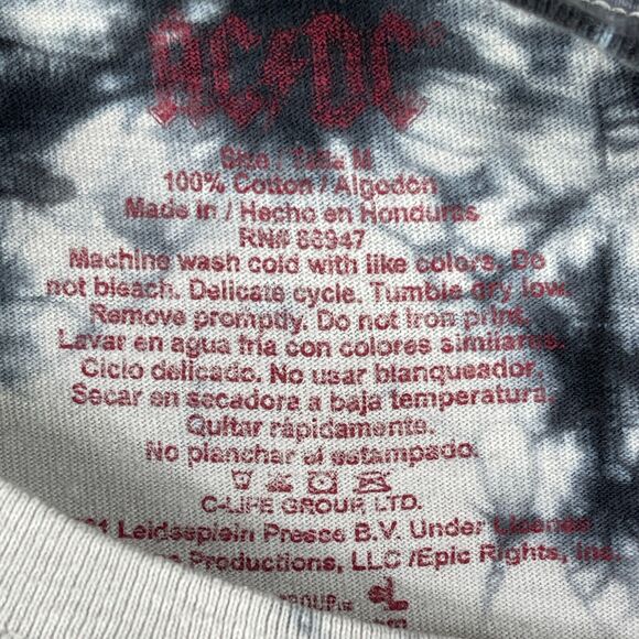 AC/DC T-Shirt Mens Medium Black white Tie Dye Graphic Blow Up Your Video - Picture 4 of 8